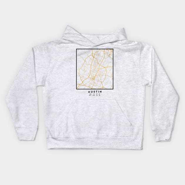 AUSTIN TEXAS CITY STREET MAP ART Kids Hoodie by deificusArt